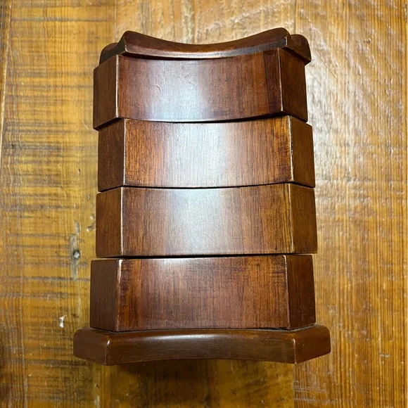 The Bombay Company Vintage Stacked Swivel Drawer Wooden Jewelry/Trinket Box - Picture 12 of 13